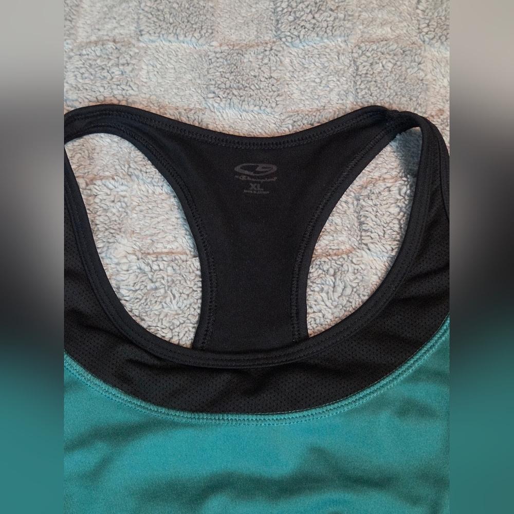 Champion C9 Tank Top Women's Black and PEACOCK GREEN Athletic Top size XL - Picture 6 of 9